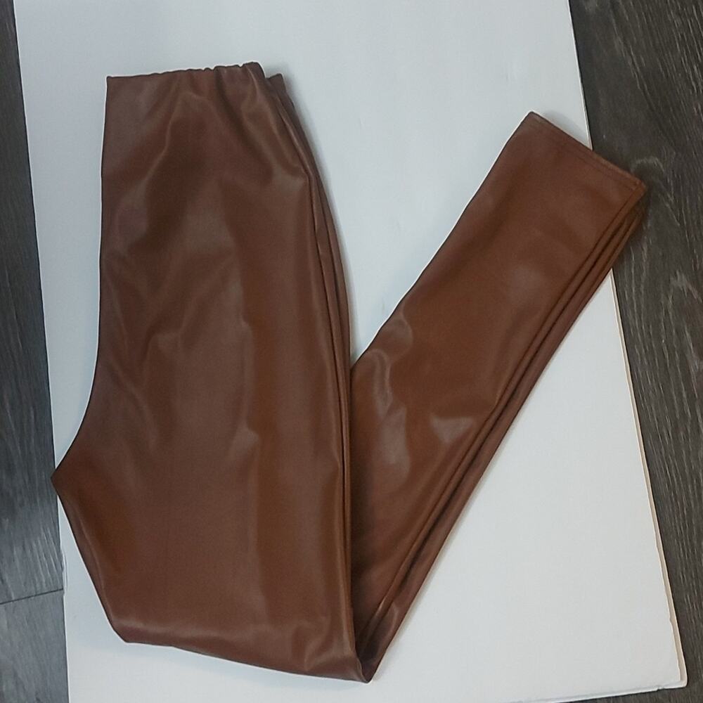 PrettyLittleThing Women's Brown Pleather Pants 6 Mobwife Casual Streetwear Glam